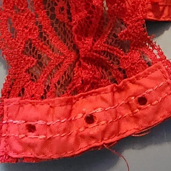 1980's-90's Victoria's Secret Gold Label Valentine Red Net Lace Teddy Lingerie - Picture 6 of 10